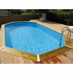 Piscine En Bois Octogonale Ubbink Azura 4,90 X 3,55 X 1,30 M - Liner Bleu -Bleu Piscine piscine ubbink azura 490 355 130 bleu 2