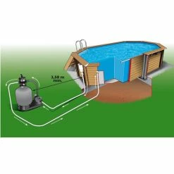 Piscine En Bois Octogonale Ubbink Azura 6,10 X 4 X 1,20 M - Liner Bleu -Bleu Piscine piscine ubbink azura 490 355 130 bleu 6 2