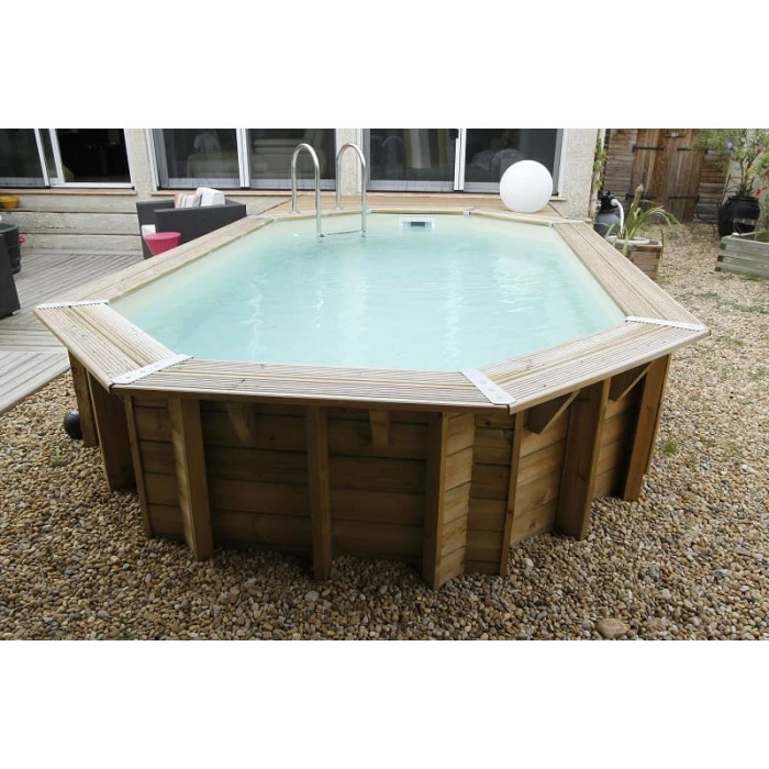 Piscine En Bois Octogonale Ubbink Azura 6,10 X 4 X 1,20 M - Liner Beige 2 Piscine En Bois Octogonale Ubbink Azura 6,10 X 4 X 1,20 M - Liner Beige – Image 2