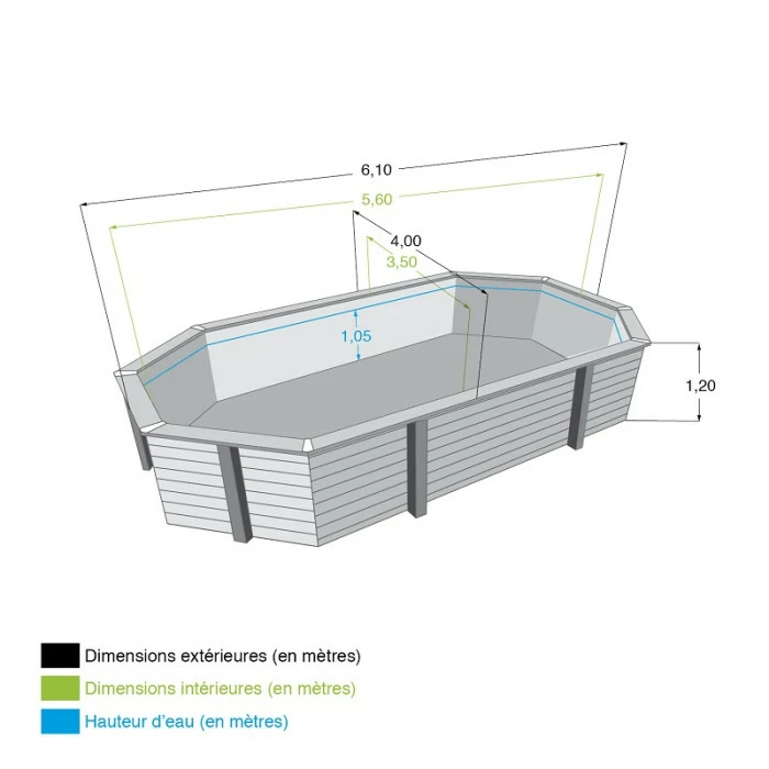 Piscine En Bois Octogonale Ubbink Azura 6,10 X 4 X 1,20 M - Liner Beige 5 Piscine En Bois Octogonale Ubbink Azura 6,10 X 4 X 1,20 M - Liner Beige – Image 5