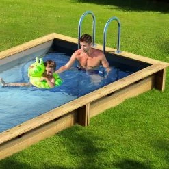 Piscine Pool'n Box Procopi En Bois 5 X 2 M - Coffre Et Filtration Intégrés -Bleu Piscine piscine pool n box enterr e ambiance min