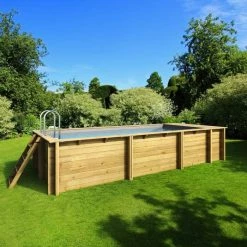 Piscine Pool'n Box Procopi En Bois 5 X 2 M - Coffre Et Filtration Intégrés -Bleu Piscine piscine pool n box hors sol ambiance min