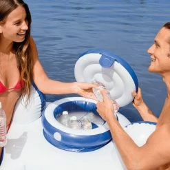 Double Fauteuil Gonflable Intex River Run + Glacière Gonflable -Bleu Piscine river run double glaciere glaci re min