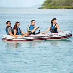 Set Bateau Gonflable 4 Places Intex Mariner 4 (gonfleur Et Rames Inclus) -Bleu Piscine set bateau gonflable 4 places intex mariner 4 ambiance